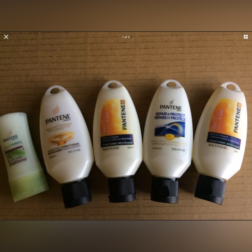 Lot of 5 Pantene Pro-V Conditioner Travel 1.7 oz Bottles Volume, Renewal, Repair